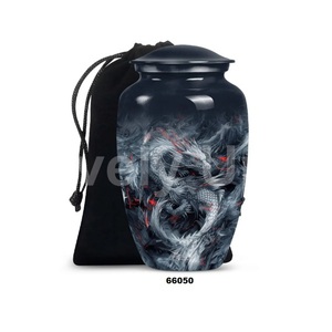 Venta caliente gran aluminio dragón cremación adulto urna para cenizas humanas con bolsa de terciopelo gratis - Product Image 1