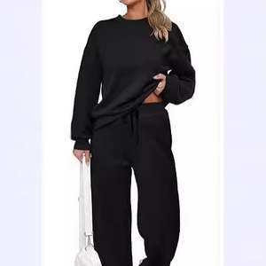 Conjunto de Sudadera y Pantalones Deportivos de Felpa de Algodón 100% de 360g, Diseño Personalizado, Casual, para Mujer, Transpirable, con Patrón Liso - Product Image 1