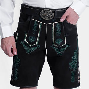High Quality <b>Leather</b> Bavarian Lederhosen Wear <b>Shorts</b> Custom Made Black Color <b>Shorts</b> With Embroidery Lederhosen <b>Shorts</b> - Product Image 6