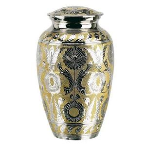 Belle urne funéraire décorative en métal massif commémoratif pour adultes hommes femmes grandes urnes funéraires en laiton pour cendres humaines - Product Image 1