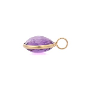 Colgante de Piedra Preciosa de Amatista Redonda Natural Genuina Hecha a Mano, Colgante Minimalista de Oro Amarillo Sólido de 18K, Joyería Fina para Mujeres y Hombres - Product Image 4
