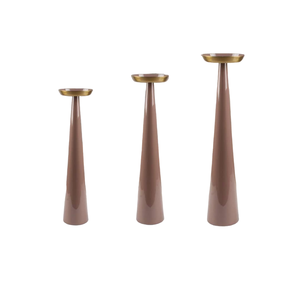 Modern Style Matte Brown Metal <b>Candlestick</b> Holders Set 3 for Wedding Dining and Christmas Elegant New Look Candle Holders - Product Image 2