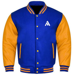 Chaqueta Universitaria para Hombre con Logotipos Personalizados, Mangas de Cuero, Bordado Personalizado, Fabricada por Antique Fashion - Product Image 3