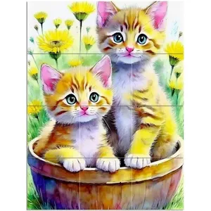 Dos lindos gatitos gatos mármol cerámica azulejo Mural para cocina baño pared Backsplash muebles de cocina producto - Product Image 1