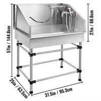 Baignoire de toilettage électrique en acier inoxydable avec drainage pour le toilettage professionnel des animaux de compagnie