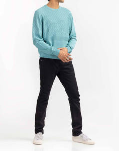 100% coton hiver personnalisé hommes col rond pull pull uni pull en tricot hommes ajustement régulier manches longues Style hommes sweat - Product Image 3