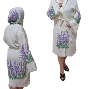 Albornoz de tela de muselina turca suave con capucha estampado colorido mujeres hombres niños Toalla de playa Spa baño hogar Hotel secado rápido - Product Image 1