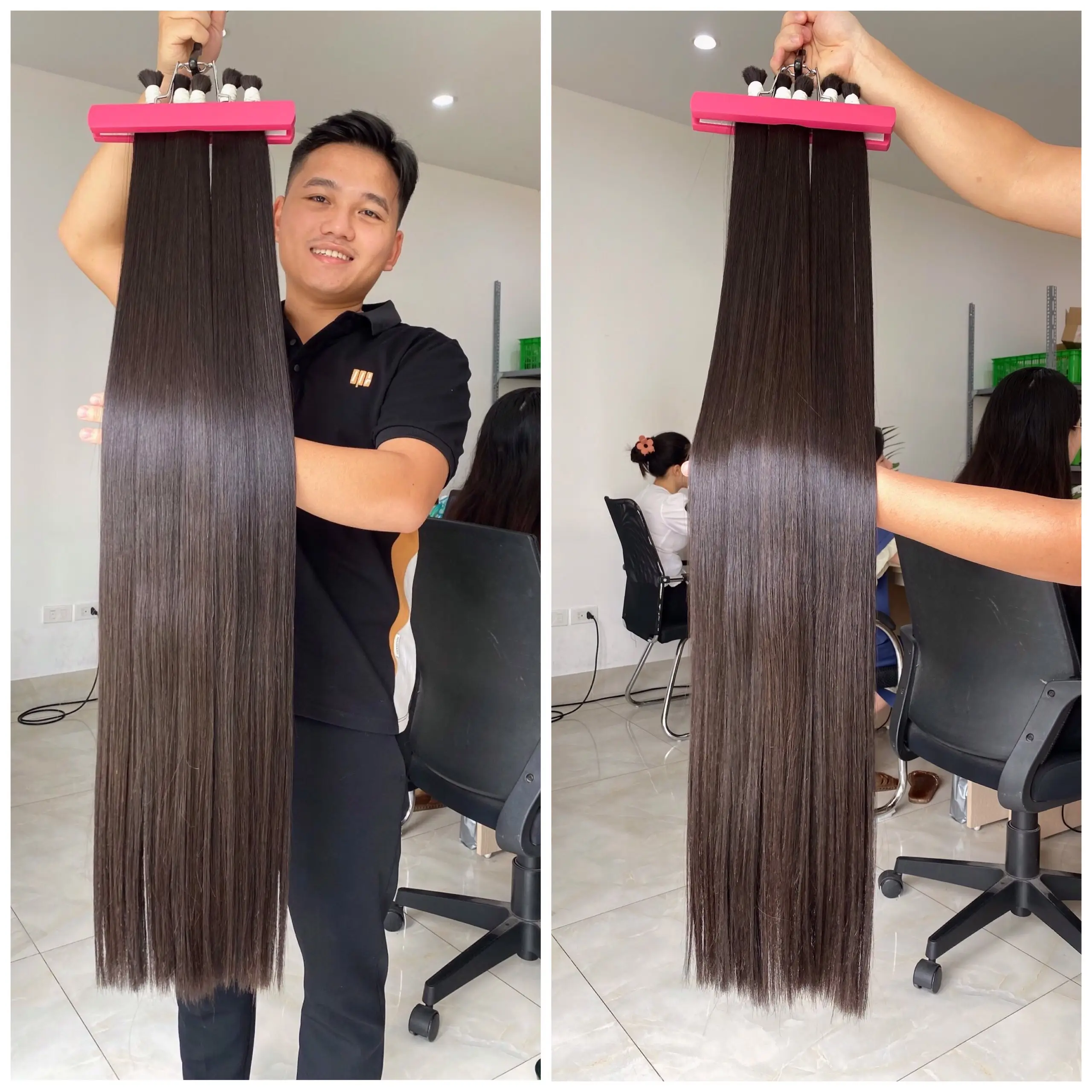 Bundel lurus tulang siap untuk dikirim pesanan besar dalam stok 100% rambut manusia Vietnam harga grosir