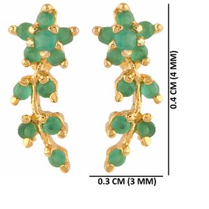 Chapado en oro indio hipoalergénico Zirconia cúbica cristal Stud flor con Rama de hoja pendiente joyería perforada para mujer - Product Image 2