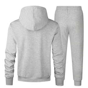 ชุดวอร์ม2ชิ้นผ้าคอตตอนแบบมีฮู้ดสำหรับผู้ชายชุดวิ่งออกกำลังกายผ้าฟลีซธรรมดาสำหรับฤดูใบไม้ร่วงพิมพ์ลายแบบกำหนดเอง - Product Image 4