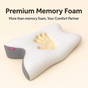 2025 gran oferta almohada de espuma viscoelástica de contorno para dormir de lado almohada ortopédica cervical ergonómica de lujo para dormir con patrón sólido - Product Image 3