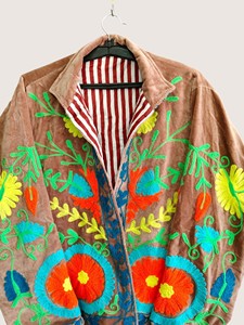 Manteau Bohème Brodé en Coton Écologique Grande Taille pour Femme, Motif Suzani, Col Rond, Manches Longues, Ouvert sur le Devant, Décontracté Hiver - Product Image 6