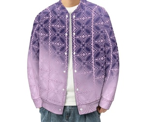 Custom Polyester Bomber Jacket Men Vintage Baseball Streetwear Stand <b>Button</b> Embroidery Long Sleeved Winter Reversible Windproof - Product Image 1