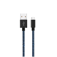 Kabel Micro USB Diwu Biru Berbahan Nilon Kepang Tembaga Berlapis Timah 1m Kecepatan Tinggi hingga 2.4A Pengisian Cepat & Sinkronisasi Data untuk Ponsel