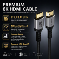 Câble HDMI 2.1 8K 48 Gbps Ultra Haute Vitesse 8K/60Hz 4K/120Hz 144Hz Cordon Vidéo Tressé