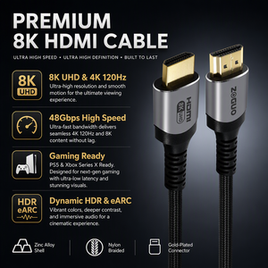 Câble HDMI 2.1 8K 48 Gbps Ultra Haute Vitesse 8K/60Hz 4K/120Hz 144Hz Cordon Vidéo Tressé - Product Image 6