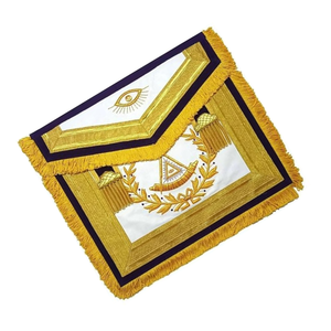 Delantal Past Master Blue Lodge Terciopelo púrpura con bordado a mano dorado - Product Image 2