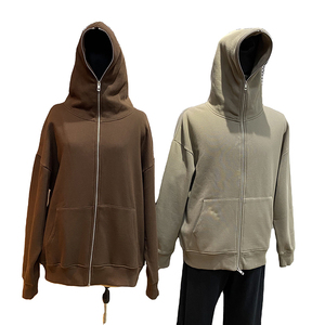 Logotipo personalizado Hip Hop Face Total Zipper Up Hoodie Oversize Full Zip Up Hoodie Puff Print Zip Up Hoodies - Product Image 1