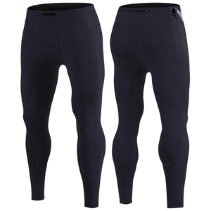 New Design Men's Compression Pants Mid Waist Solid Pattern Yoga Workout Tight <b>Leggings</b> Back <b>Pocket</b> Spandex/Polyester Material - Product Image 6