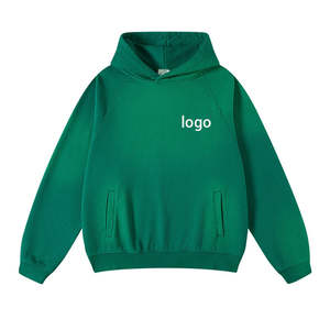 Alta calidad hombres de gran tamaño ácido lavado gota hombro pulóver Sudadera con capucha 100% algodón bordado técnica sólido todo personalizable - Product Image 4