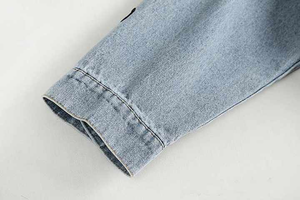 Vestes en jean baggy d'hiver pour femmes, manteau en jean décontracté personnalisé avec rembourrage en coton et décoration brodée - Product Image 5