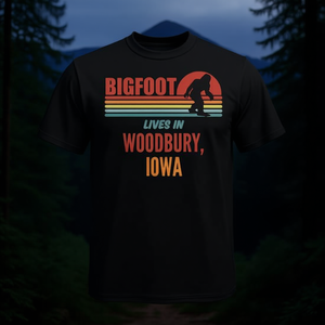 T-shirt con stampa Bigfoot Sighting in Woodbury Iowa, categoria promozionale - Product Image 3