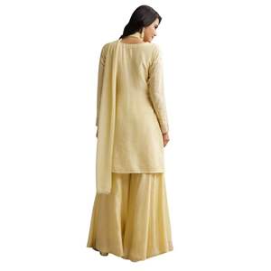 ชุด Sharara ปักสีเหลืองอ่อนพร้อม dupatta สำหรับขายส่งงานรื่นเริงงานแต่งงานงานเลี้ยงรับรองทางวัฒนธรรมและจำนวนมาก - Product Image 3