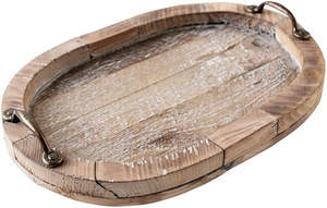 Plateau à collation ovale en bois grand - Product Image 2