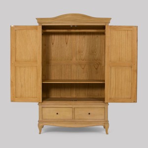 ตู้เสื้อผ้าไม้มินดีแบบฝรั่งเศส 2 บาน สไตล์เรียบง่าย งานแกะสลักด้วยมือ ตู้ไม้สีอ่อนสำหรับห้องนอน ห้องนั่งเล่น ตู้เก็บของ - Product Image 3