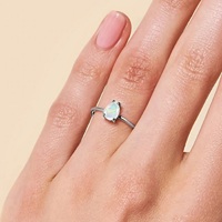 Bague réglable en argent sterling 925 avec cristal de poire à facettes Quartz Gemstone Dainty Prong Setting Wholesale Jewelry Ring