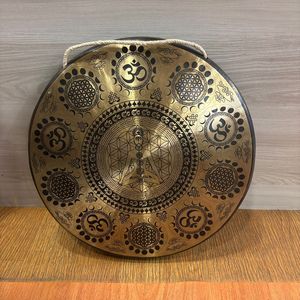 Style traditionnel népalais sculpté Gong artisanat décoratif en métal pour Yoga méditation guérison cloche chantante - Product Image 1