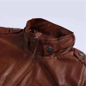 Best Selling Men's Cow Skin Leather Jacket <b>Stand</b> Collar High Street Style Waterproof Windproof Customizable for Winter Outdoor - Product Image 3