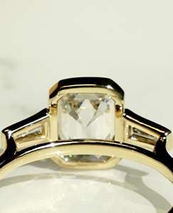 Bezel <b>Set</b> 2.01 Ct Emerald Cut Moissanite Engagement <b>Ring</b> for Women Three Stone Emerald Cut <b>Ring</b> in 925 <b>Sterling</b> <b>Silver</b> - Product Image 3