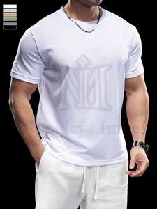 2025 hombres de alta calidad 300gsm algodón gota hombro camiseta de gran tamaño hombres verano manga corta Tops suelta en blanco Casual camiseta - Product Image 4