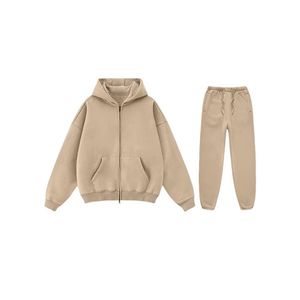 Conjunto de ropa para correr de invierno Unisex Color personalizado 100% algodón polar chándal Sudadera con capucha pantalones Jogger cordón transpirable - Product Image 5