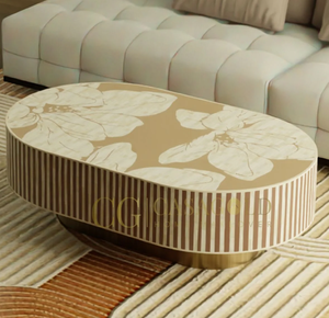 Bonita Mesa decorativa Estilo Cascada que muestra una incrustación de hueso única con oro, elegante consola de mesa de té a precio mayorista - Product Image 5