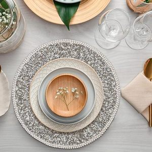 Vajilla redondeada con la mejor temática, Mantel Individual decorativo con cuentas de vidrio, Mantel Individual para fiestas y otras funciones - Product Image 2