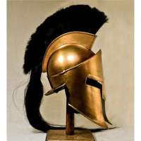 Casque spartiate médiéval avec plume noire, armure de roi Léonidas, costume de guerrier, couvre-chef, armure authentique, objet de collection