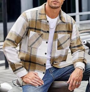 Vente en gros 100% coton chemise en flanelle tendance pour hommes chaude manches longues solide pour l'automne et l'hiver vente chaude tissu tricoté - Product Image 5