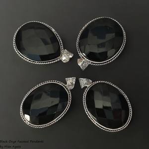 Meilleure vente naturel noir Onyx pierre précieuse pendentif à facettes haute qualité véritable cristal Agate pour bijoux collier cadeau en gros - Product Image 6