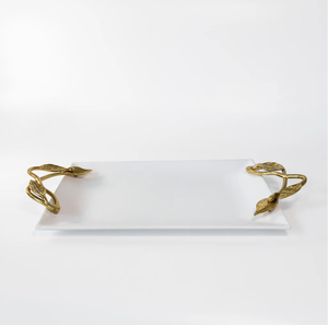 Plateau de service en marbre de taille moyenne avec poignée en laiton, plateau de service en marbre, nouveau style tendance, plateau de rangement de taille personnalisée - Product Image 2