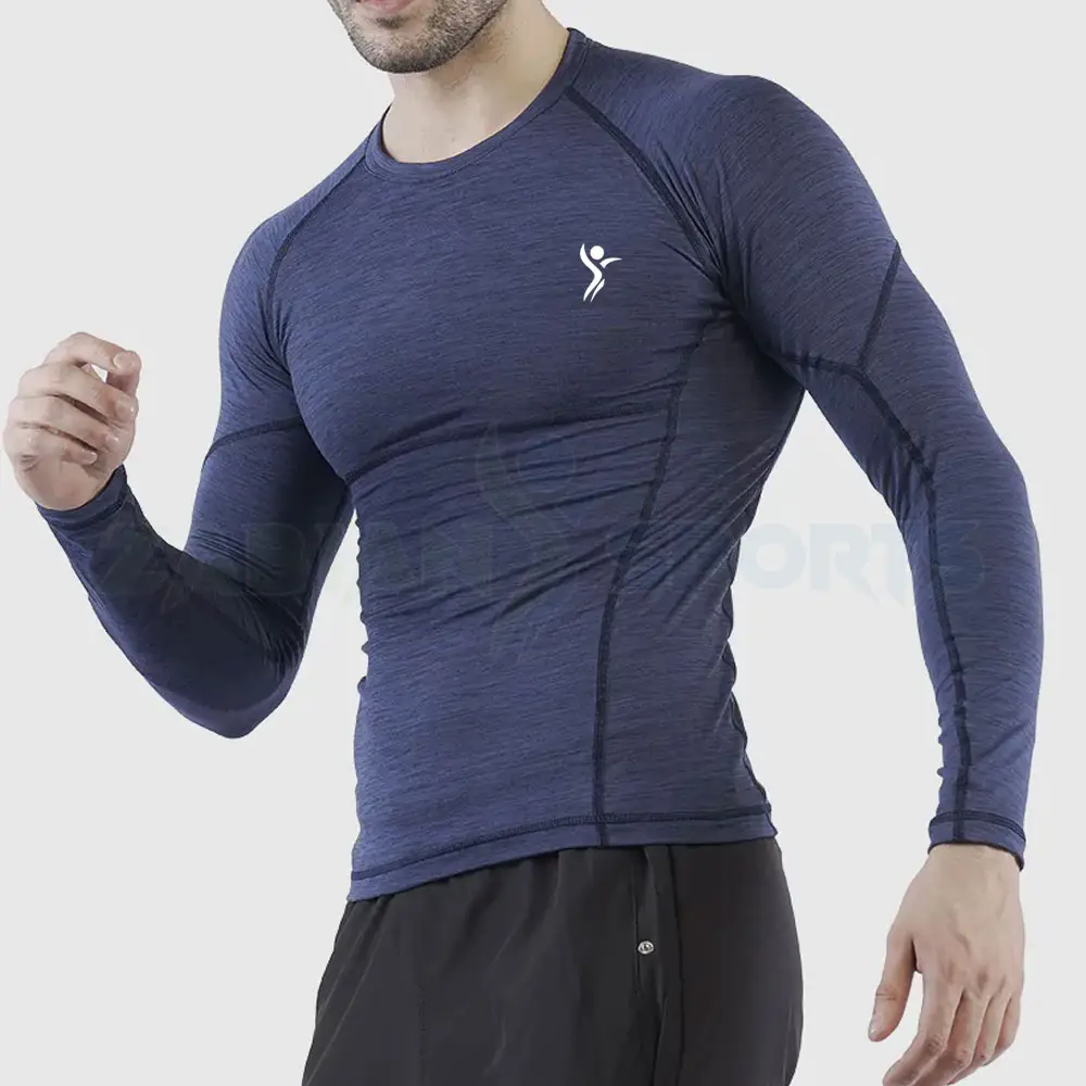 남자 체육관 압축 셔츠 간단한 일반 남자 압축 긴 소매 셔츠