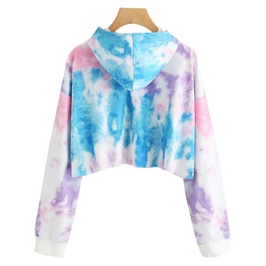 Sudadera con Capucha Corta Tie Dye para Mujer, Personalizada al por Mayor, Informal, de Manga Larga, con Logotipo Frontal, Colores Personalizados - Product Image 4