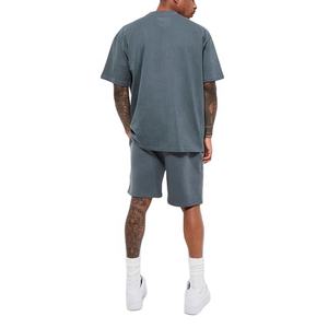 Vente en gros Ensemble t-shirt et short surdimensionnés respirants personnalisés pour hommes Style formel d'été assorti avec un design uni - Product Image 3