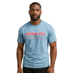 Jack e Jill of America maglietta di cotone blu rosa ciniglia ricamo nero organizzazioni civiche e professionali abbigliamento - Product Image 1