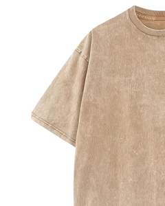 T-shirt unisexe surdimensionné en coton beige délavé, style vintage, épaules tombantes, streetwear décontracté, haut unisexe - Product Image 3