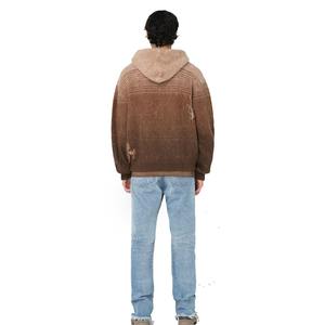 Sweat à capuche en laine mélangée Mohair pour hommes avec logo personnalisé 100% coton chaud en polaire zippé Baggy Fit toutes les tailles avec techniques brodées - Product Image 3