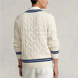 เสื้อคริกเก็ตคอวี ผ้าฝ้าย/ขนสัตว์  ตัวเลือกโลโก้แบบกำหนดเอง น้ำหนักเบา ชุดกีฬาใหม่สำหรับสโมสรและทีมโรงเรียน - Product Image 4