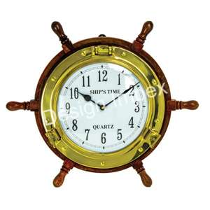Souvenir cadeaux promotionnels bois laiton bateau roue pas cher prix luxe bateau nautique roue décoration murale horloge décoration de la maison - Product Image 5
