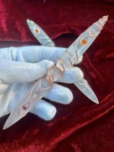 Gran oferta, varita de selenita pulida, varita de cristal curativo espiritual, meditación Reiki, envoltura de alambre de cobre plateado, Pilar mágico Feng Shui - Product Image 3